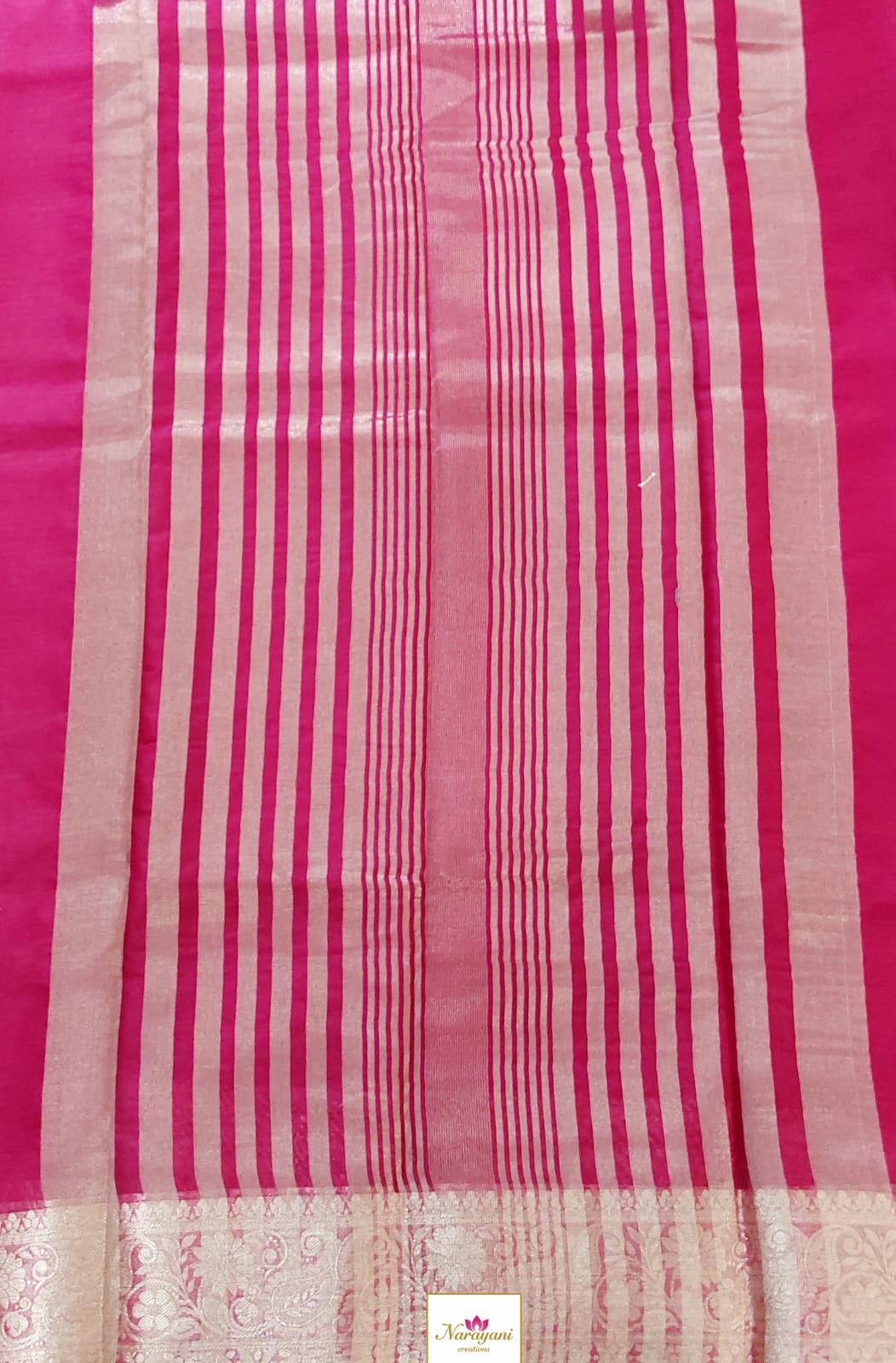 Pink Chanderi Saree with Floral Border