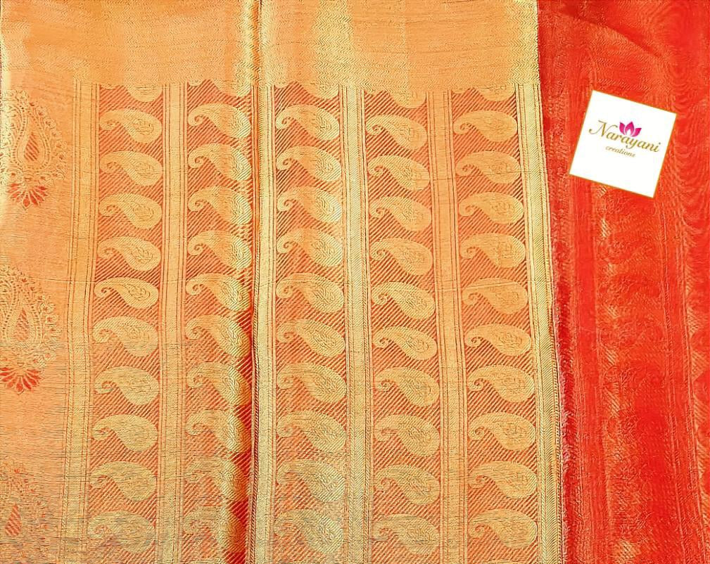 Kanjivaram Silk Saree in Red with Gold Zari