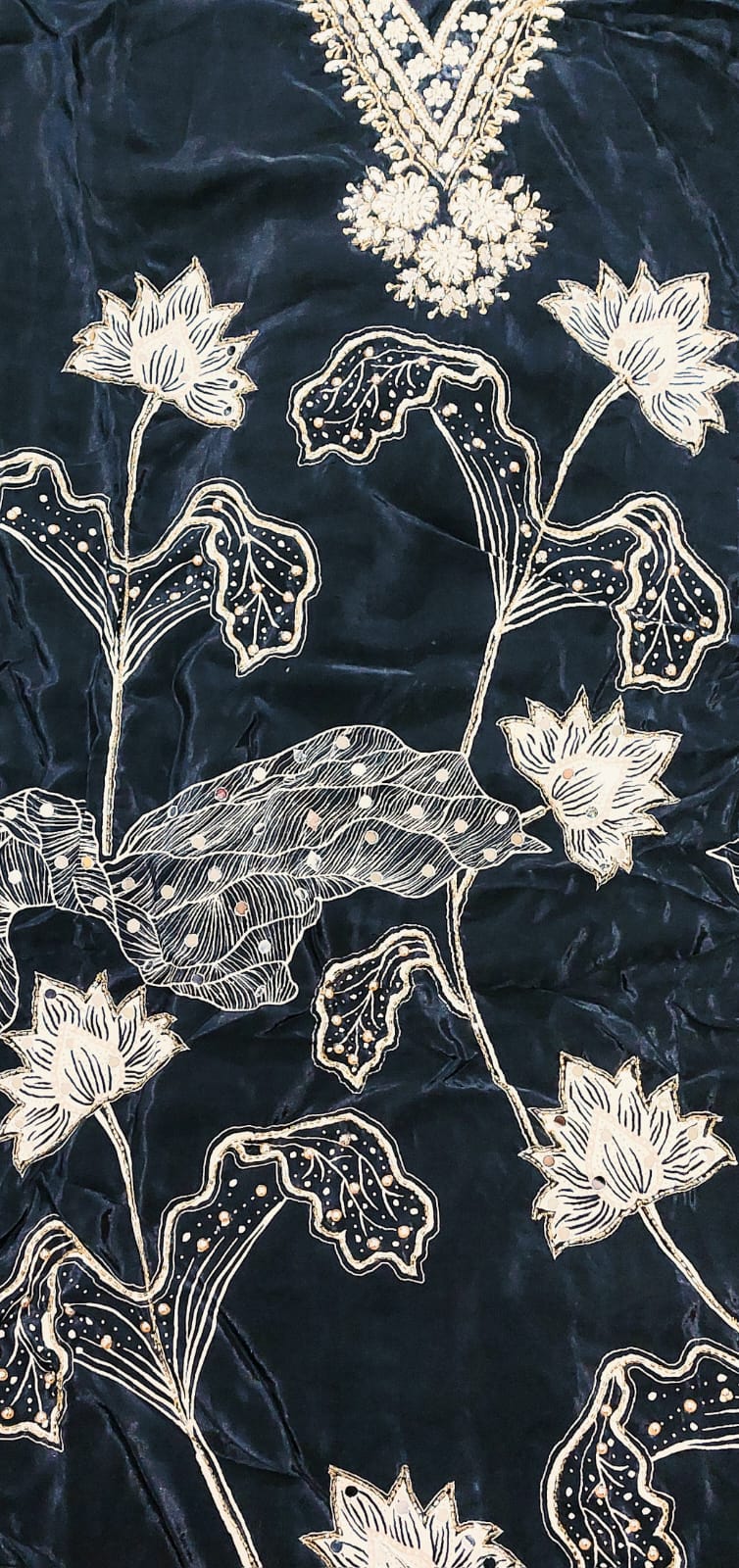 Midnight Bloom Designer Crepe Suit