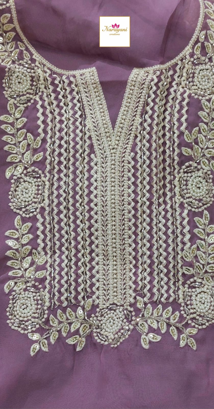Trendy Lavender Embroidered Organza Suit with Dupatta