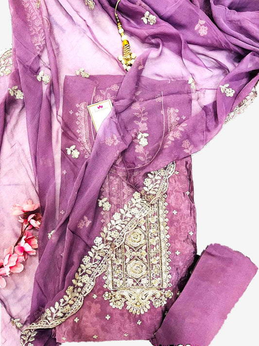 Lavender Dreams: Embroidered Modal Suit