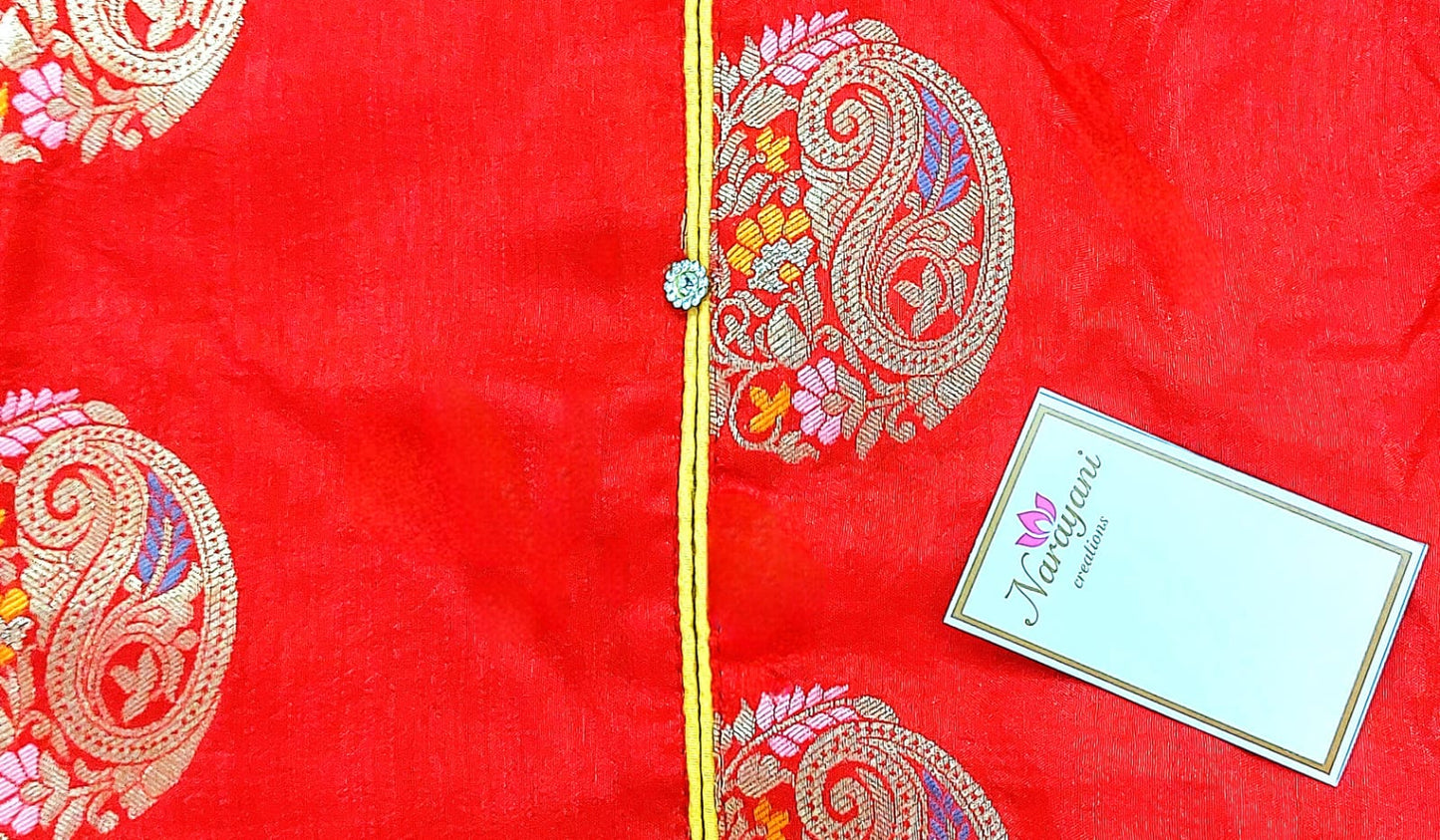 Tomato Red Chanderi Cotton Unstiched Suit