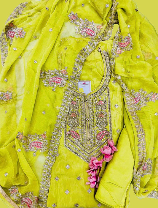 Apple Green Crepe Suit