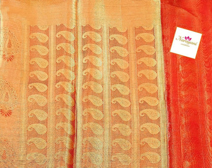 Kanjivaram Silk Saree in Red with Gold Zari