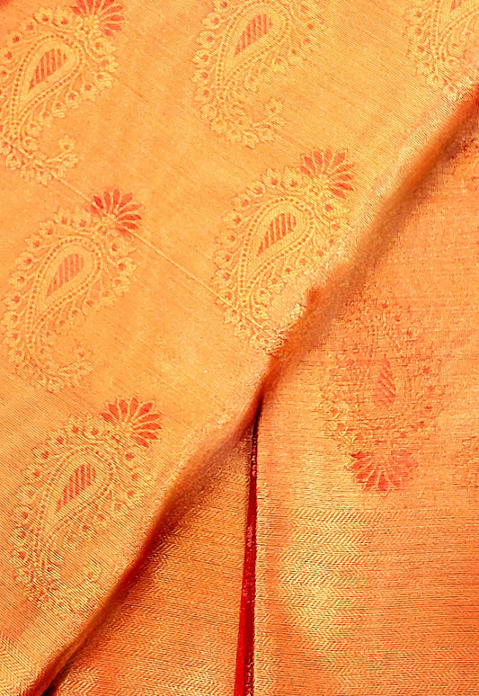 kanjivaram silk saree in red with golden zari work