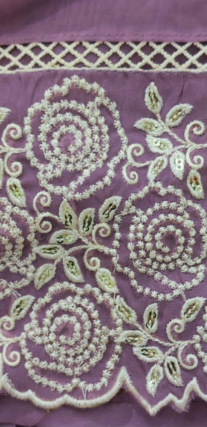 Trendy Lavender Embroidered Organza Suit with Dupatta