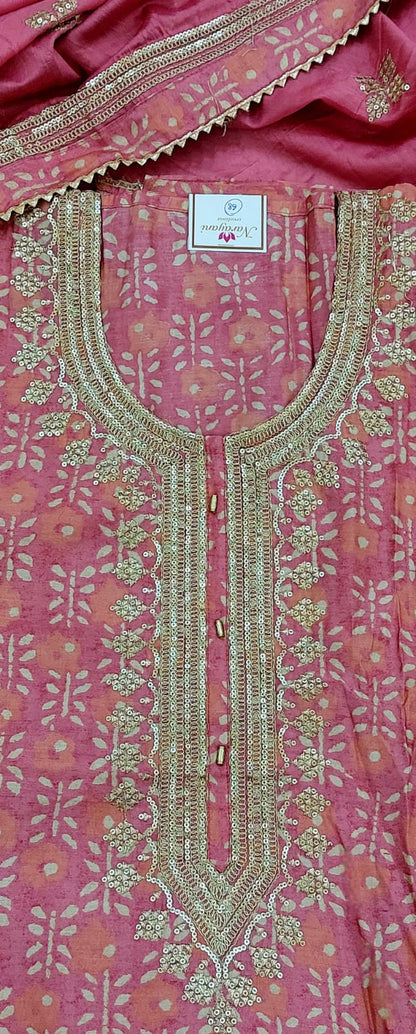 Trendy Light Pink Silk Cotton Suit for Parties & Festive Wear