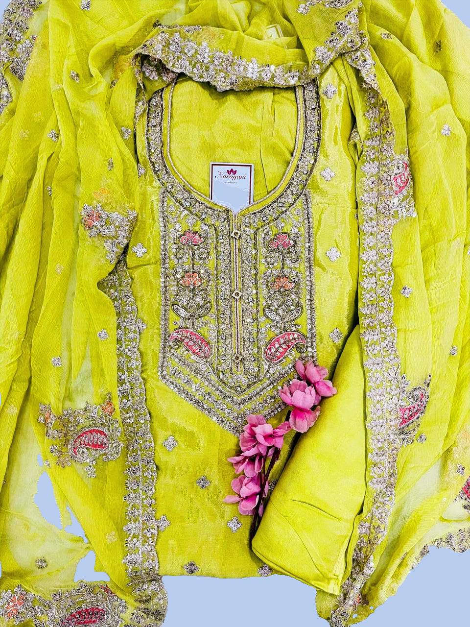 Apple Green Crepe Suit