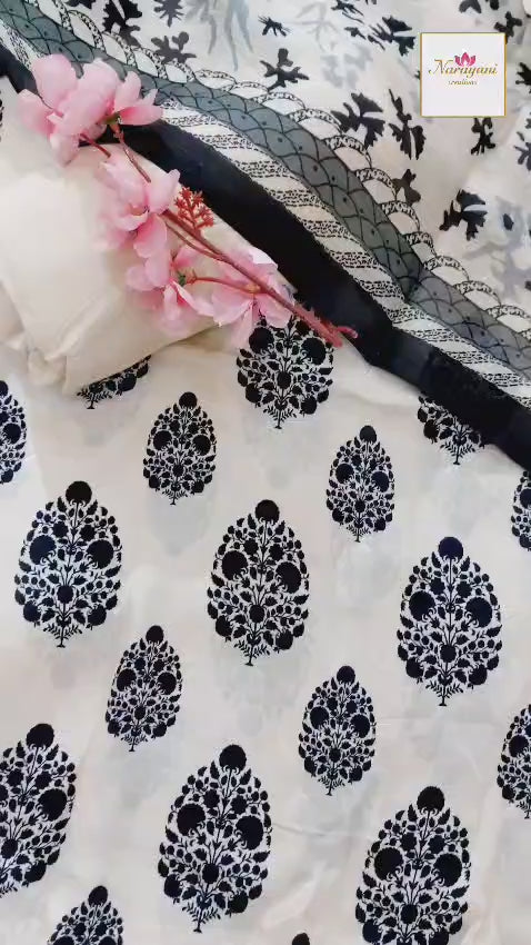Elegant Cream Crepe Printed Suit for Women