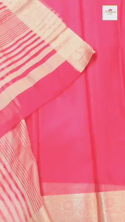 Pink Chanderi Saree with Floral Border