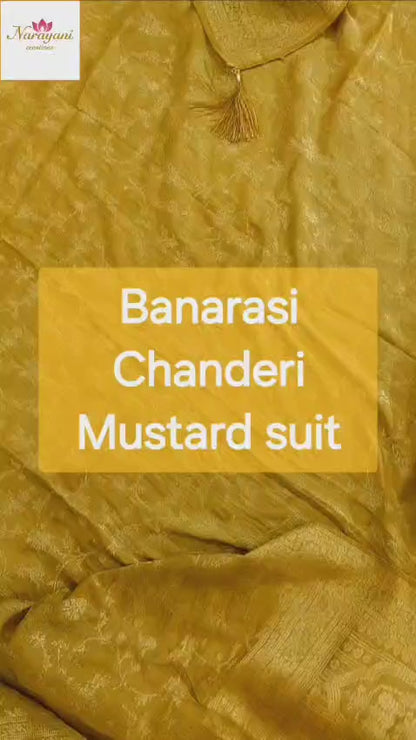 Luxury Mustard Gold Banarasi Chanderi Suit Set – Traditional & Festive Ethnic Outfit