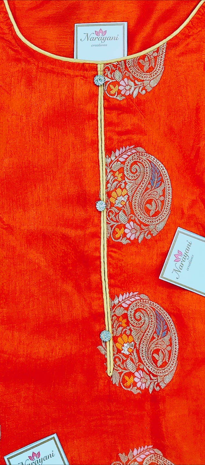 Tomato Red Chanderi Cotton Unstiched Suit